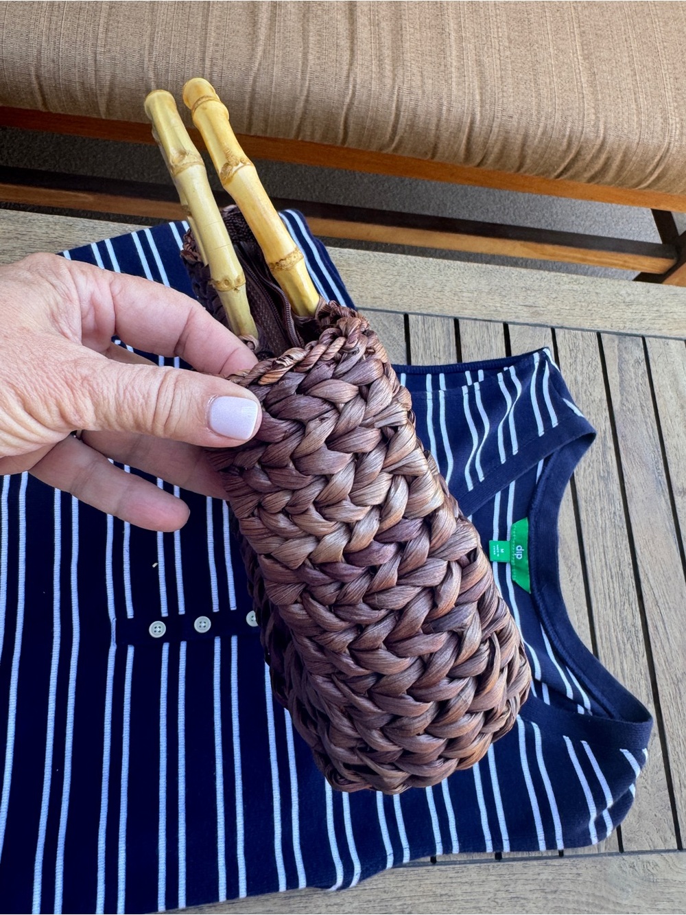 White Stag Woven Straw Bag Bamboo Handle Coastal Grandma Purse NWOT - Picture 6 of 8